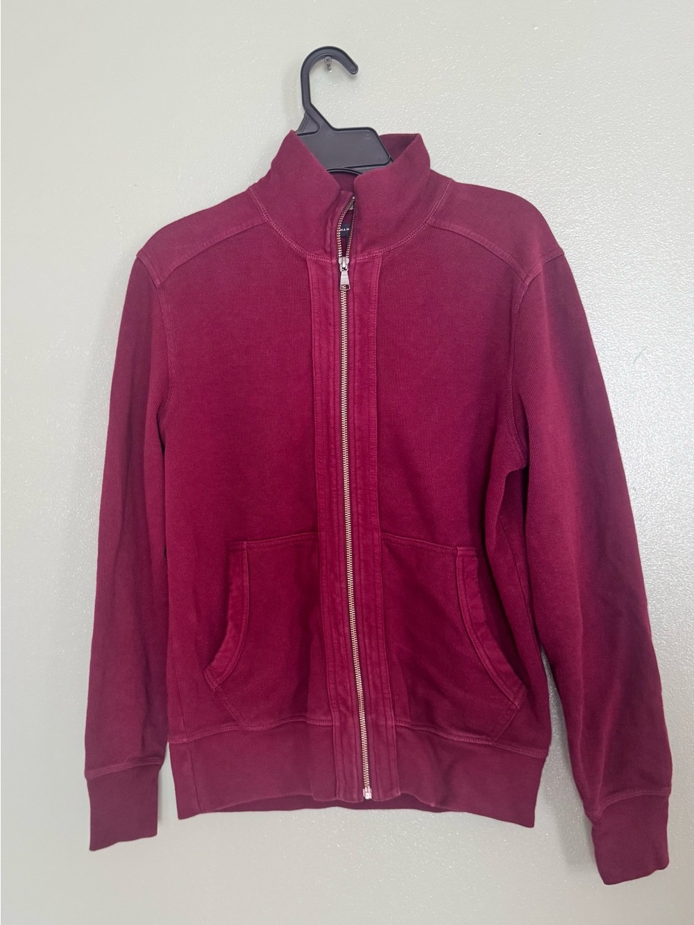 Banana Republic Mens Small Full Zip Mock Neck Sweater Jacket Burgundy Red